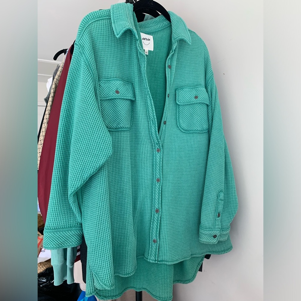 Aerie Waffle Knit Button Up Thermal Top